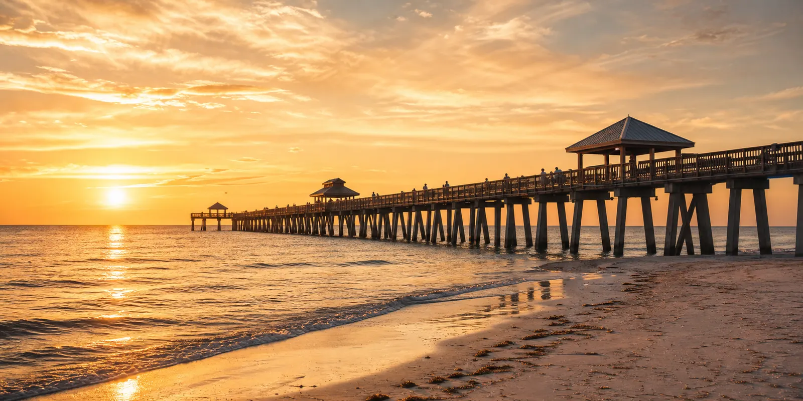Fort Myers Beach pier at sunset